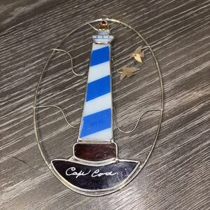 Lighthouse And Birds Stained Glass Sun Catcher Handmade Multi Color